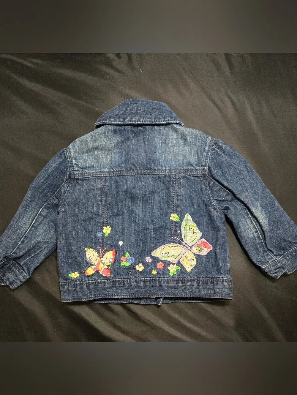 GAP Girls' Dark Blue Denim Jacket with Butterfly Patch